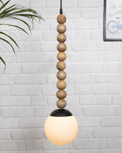 Rustic Beaded Swag Pendant, Balcony Bar Cafe Living Dining Room, Retro Loft Light, Ceiling Hanging Light, natural white Frosted globe