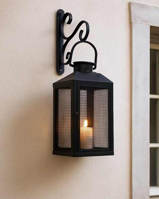 Iron Lantern and Candle Tealight Holder for Home Decor Items With 50 Warm White LEDs for Garden Patio Landscape Decoration Pack of 1 (Large)