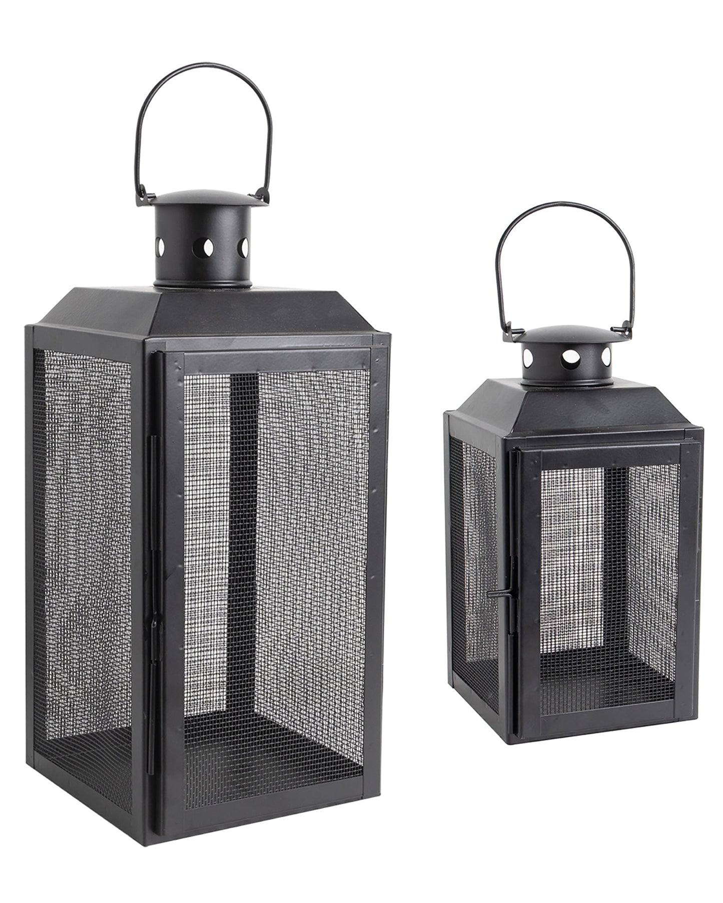 Set of 2 Iron Lantern and Candle Tealight Holder for Home Decor Items With 50 Warm White LEDs for Garden Patio Landscape Decoration