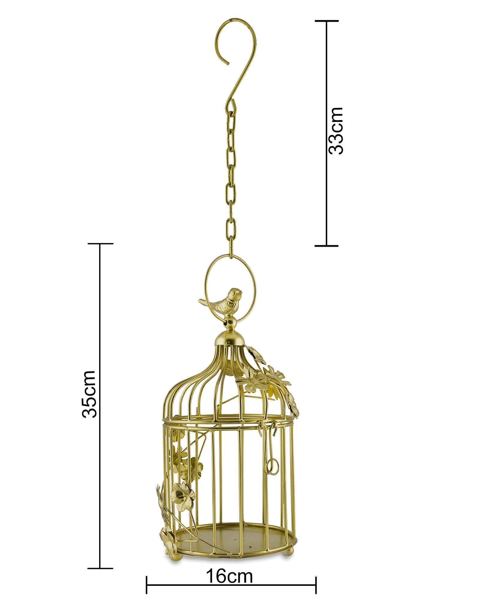 Modern Style Iron Decorative White Bird Cage Small with Hanging Chain Tabletop or Hanging Tealight Holder Candle Holder with Cork String Light