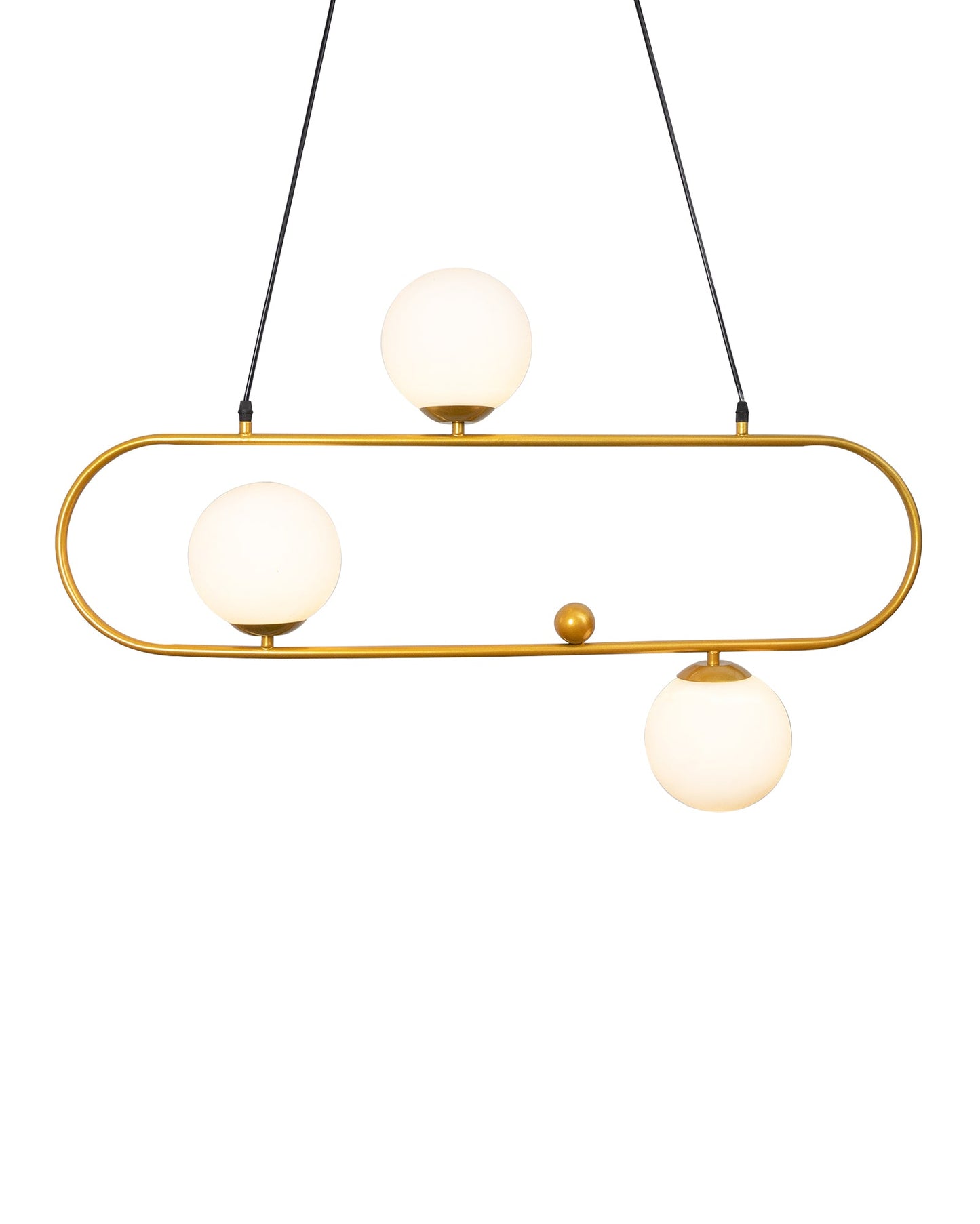 April in Paris Golden Oval Chandelier with Frosted Glass, 3 Light Pendant Light