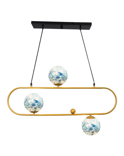 April in Paris Golden Oval Chandelier with Frosted Glass, 3 Light Pendant Light