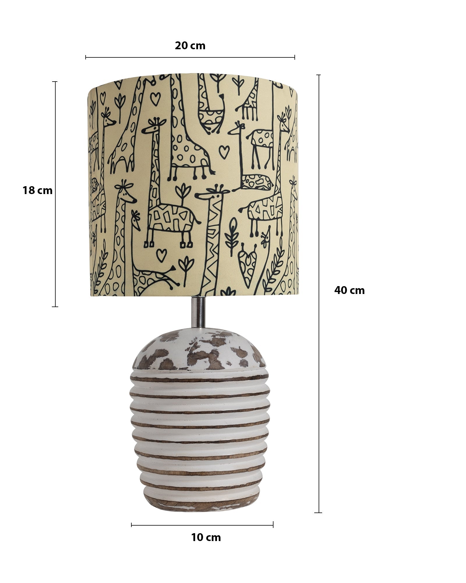 Modern Table Lamp, Wooden Base Modern Fabric Lampshade for Home Office Cafe Restaurant, Ribbed Basket