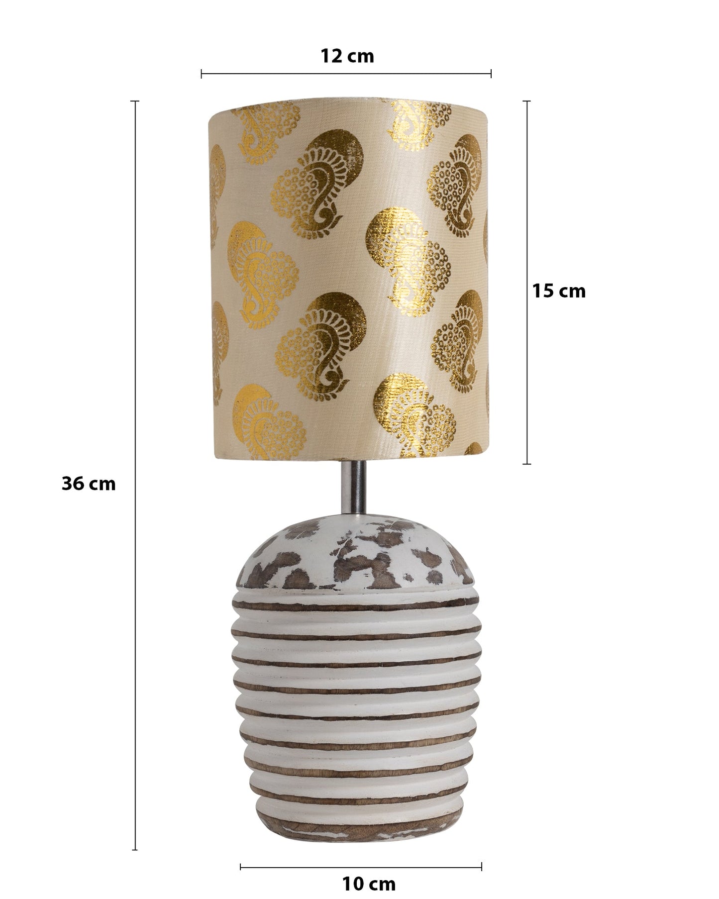 Modern Table Lamp, Wooden Base Modern Fabric Lampshade for Home Office Cafe Restaurant, Ribbed Basket