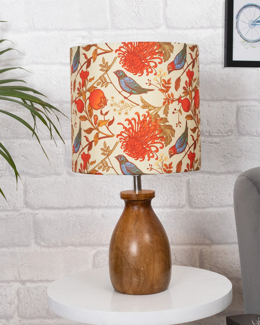 Dovel Pot Modern Table Lamp, Wooden Base Modern Fabric Lampshade for Home Office Cafe Restaurant