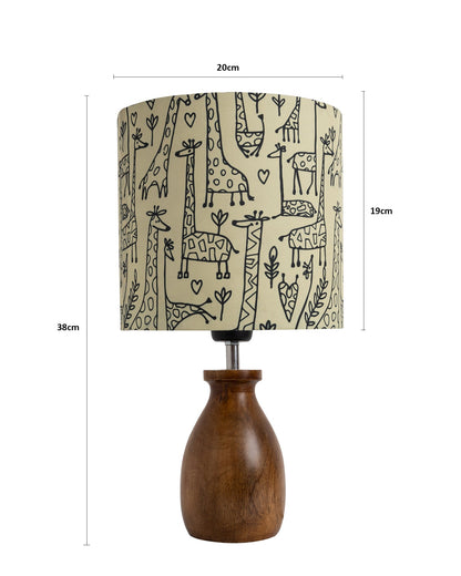 Dovel Pot Modern Table Lamp, Wooden Base Modern Fabric Lampshade for Home Office Cafe Restaurant