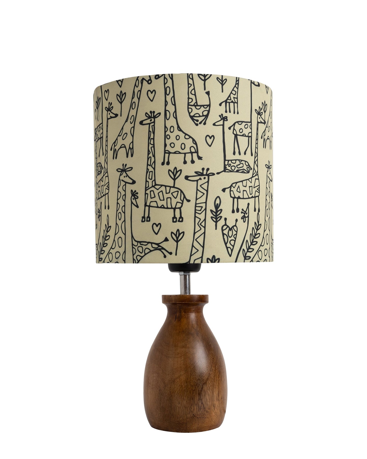 Dovel Pot Modern Table Lamp, Wooden Base Modern Fabric Lampshade for Home Office Cafe Restaurant
