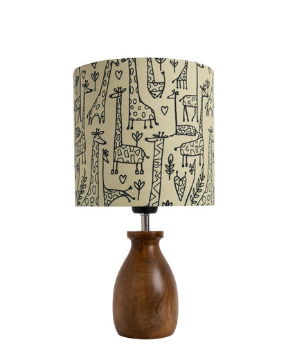 Dovel Pot Modern Table Lamp, Wooden Base Modern Fabric Lampshade for Home Office Cafe Restaurant