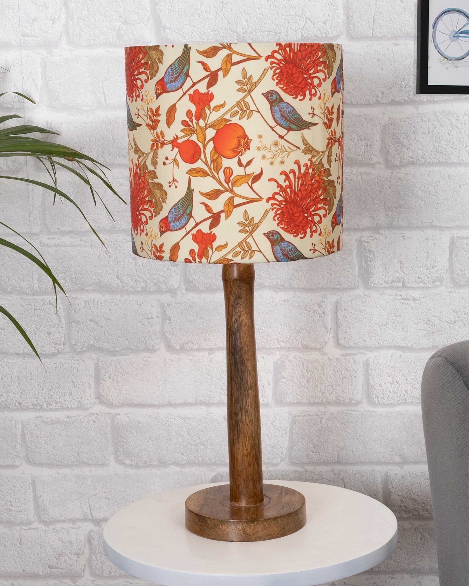 Modern Table Lamp, Wooden Base Modern Fabric Lampshade for Home Office Cafe Restaurant, Nordic Stick