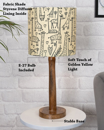 Modern Table Lamp, Wooden Base Modern Fabric Lampshade for Home Office Cafe Restaurant, Nordic Stick