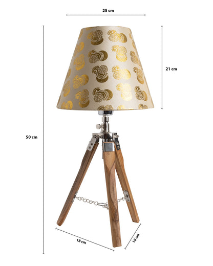 Modern Table Lamp, Wooden Base Modern Fabric Lampshade for Home Office Cafe Restaurant, Tripod
