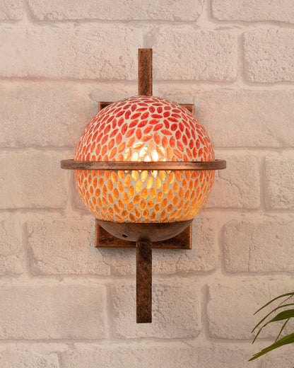 Rustic Wall Light Fixtures, Oil Rubbed Rust Finish Indoor Vintage Wall Sconce Industrial Lamp Fixture Glass Shade Farmhouse Metal Sconces for Bedroom Living Room Cafe