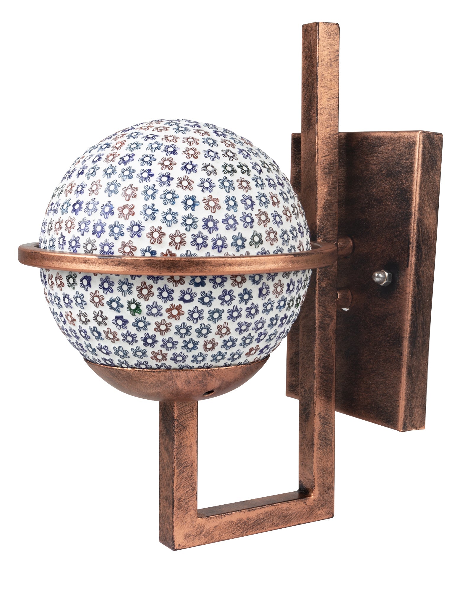 Rustic Wall Light Fixtures, Oil Rubbed Rust Finish Indoor Vintage Wall Sconce Industrial Lamp Fixture Glass Shade Farmhouse Metal Sconces for Bedroom Living Room Cafe