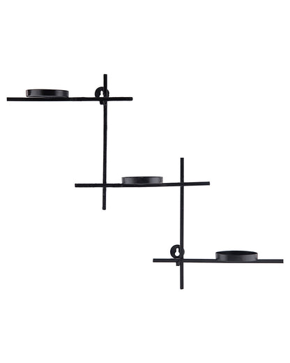 Black Scorching Ladder with Six Votive, Wall Hanging Candle Tealight Holder, Set of 2