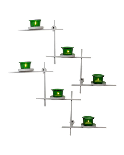 Black Scorching Ladder with Six Votive, Wall Hanging Candle Tealight Holder, Set of 2