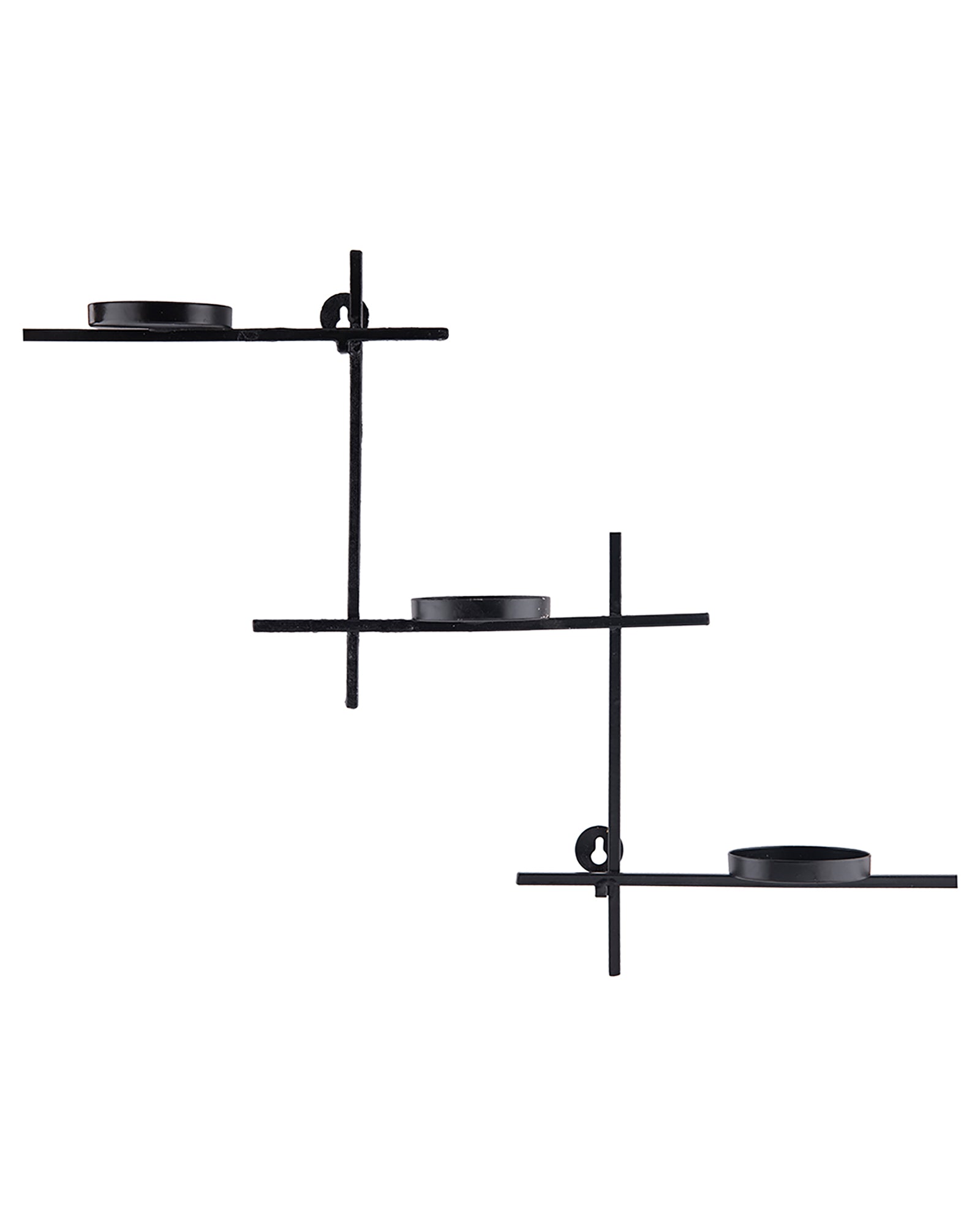 Black Scorching Ladder with Six Votive, Wall Hanging Candle Tealight Holder, Set of 2