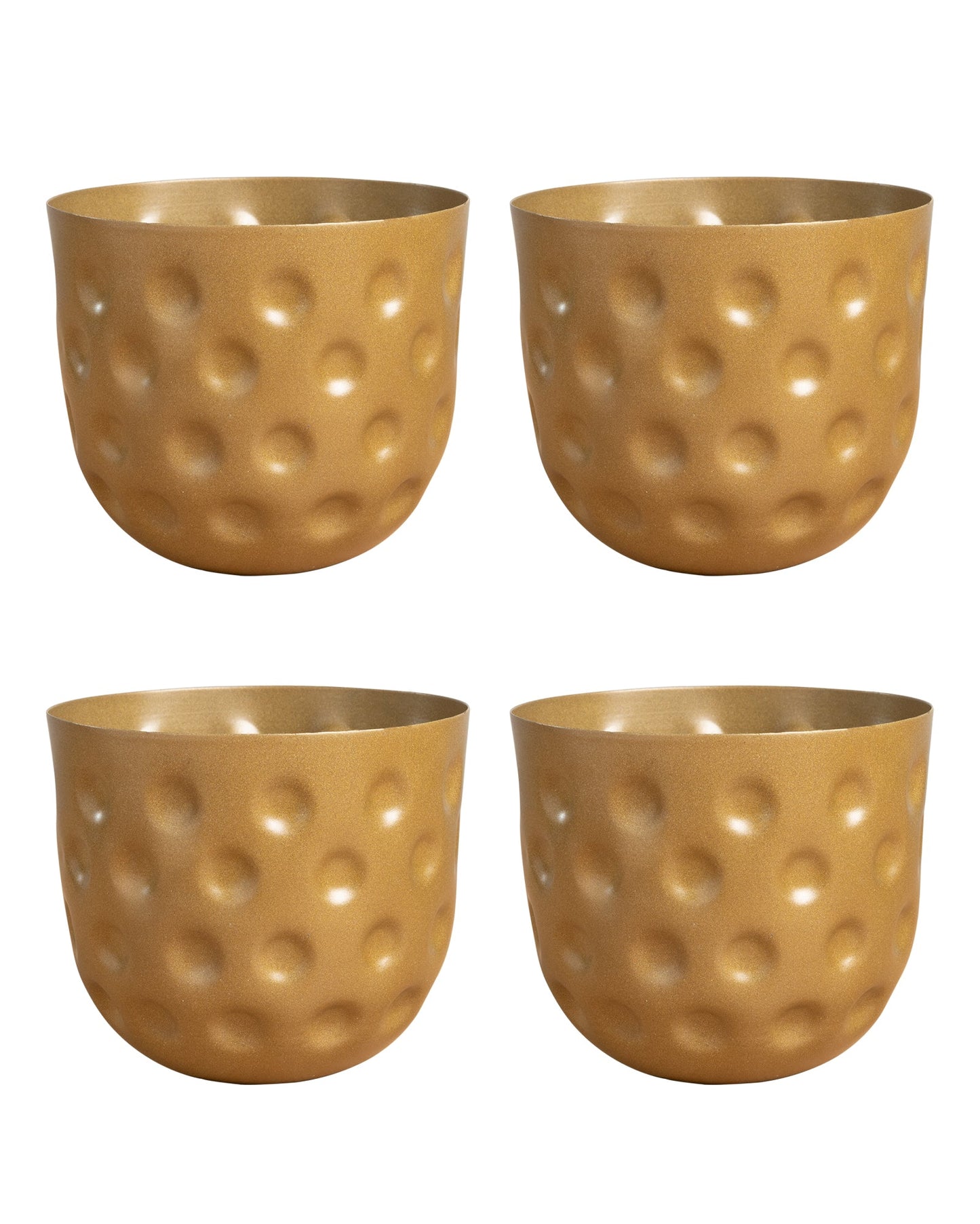 Country Style Belly Bucket Planters antique golden, set of 4