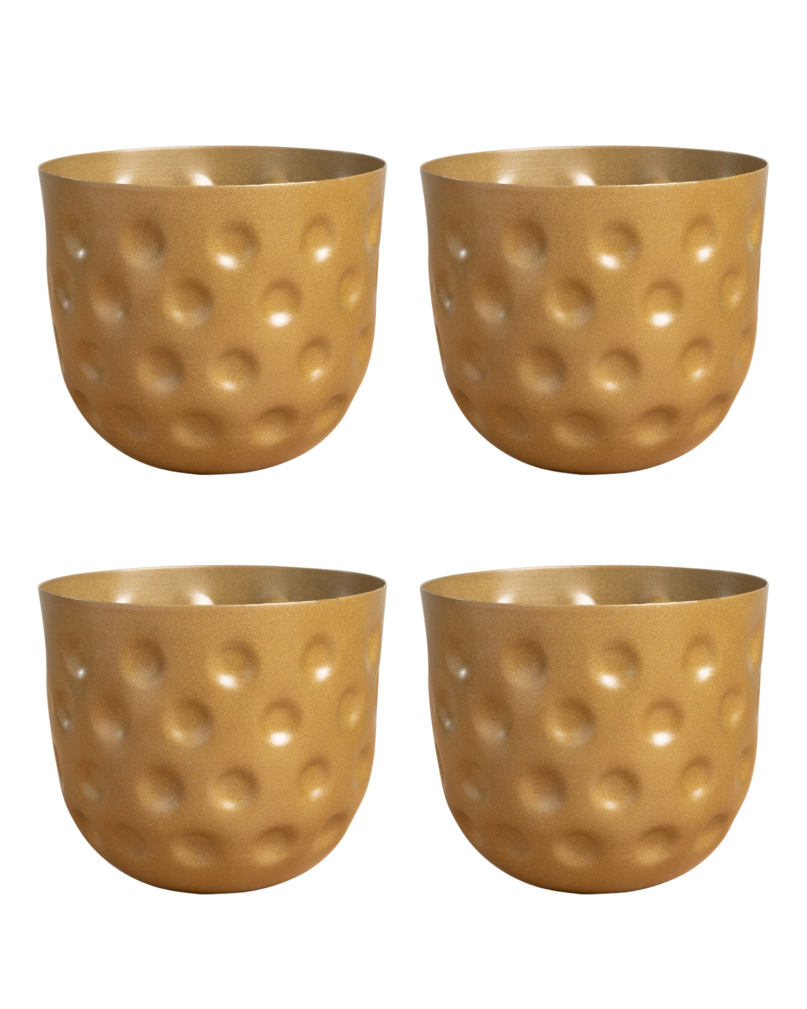 Country Style Belly Bucket Planters antique golden, set of 4