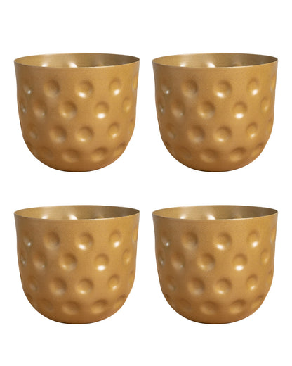 Country Style Belly Bucket Planters antique golden, set of 4