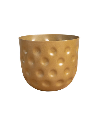 Country Style Belly Bucket Planters antique golden, set of 4