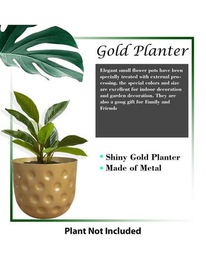 Country Style Belly Bucket Planters antique golden, set of 4
