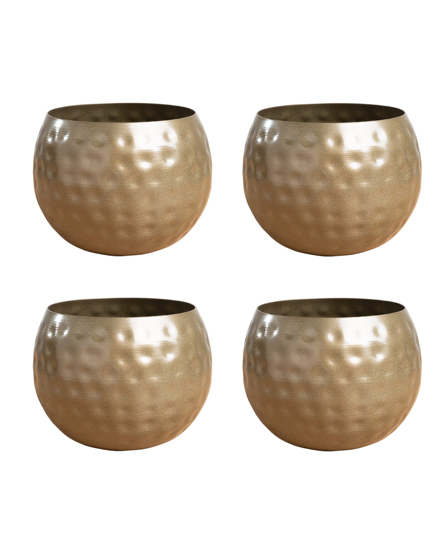 Country Style Belly Bucket Planters antique golden, set of 4