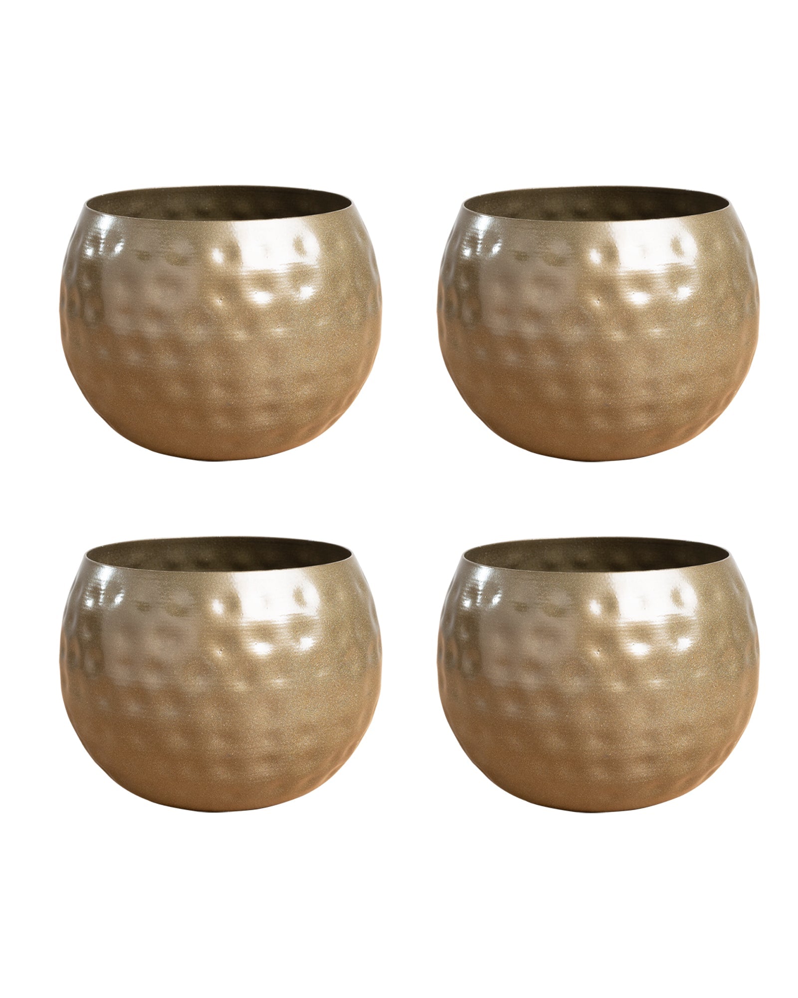 Country Style Belly Bucket Planters antique golden, set of 4