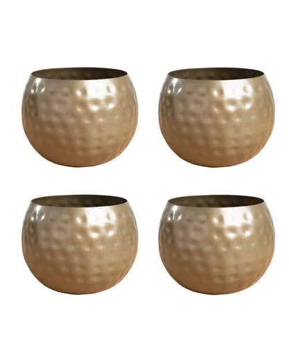 Country Style Belly Bucket Planters antique golden, set of 4