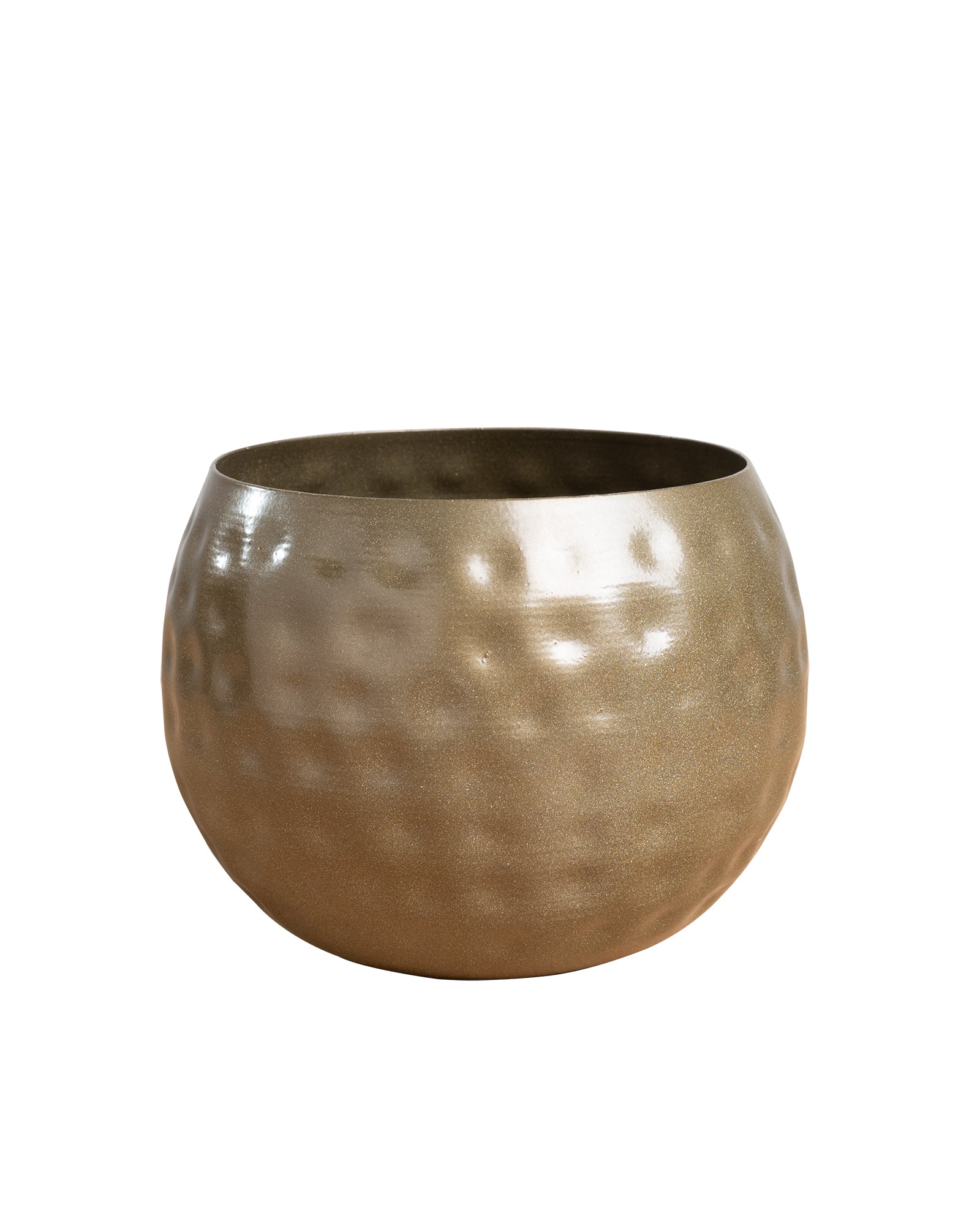 Country Style Belly Bucket Planters antique golden, set of 4