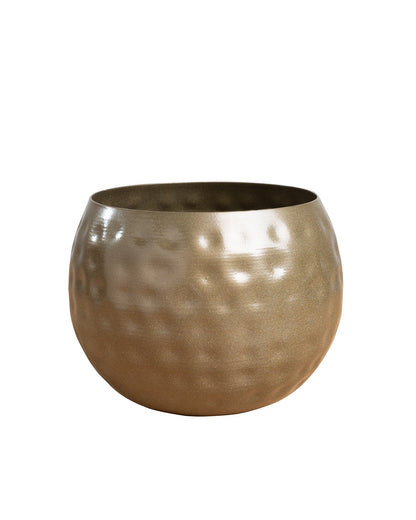 Country Style Belly Bucket Planters antique golden, set of 4