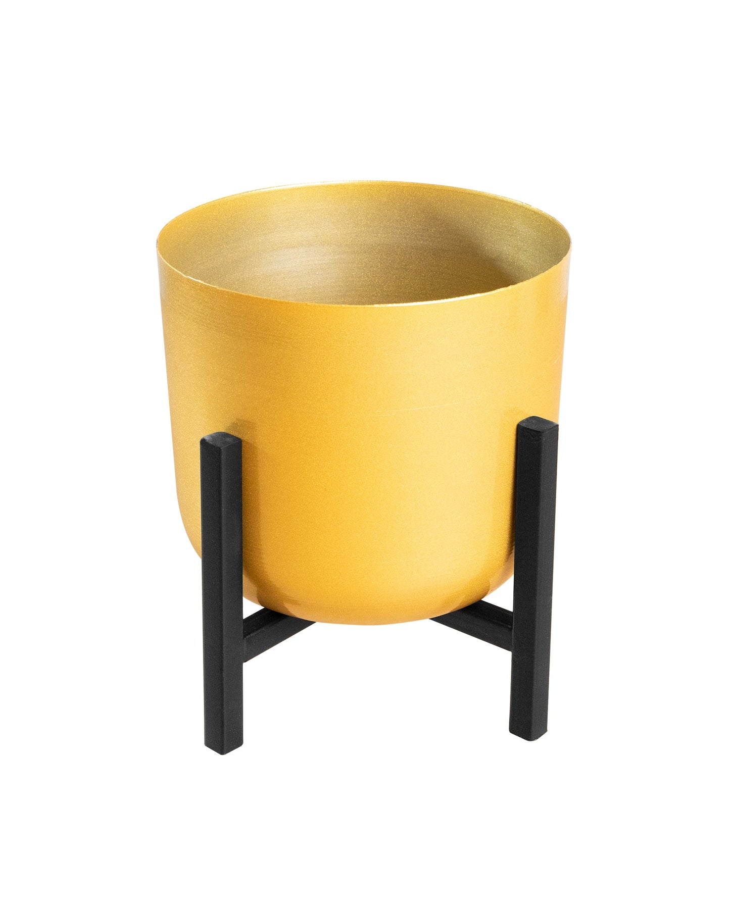 Mid Century Plant Stand with Pot Included 8 Inch Large Metal Planter Pot with Stand,Pack of 1