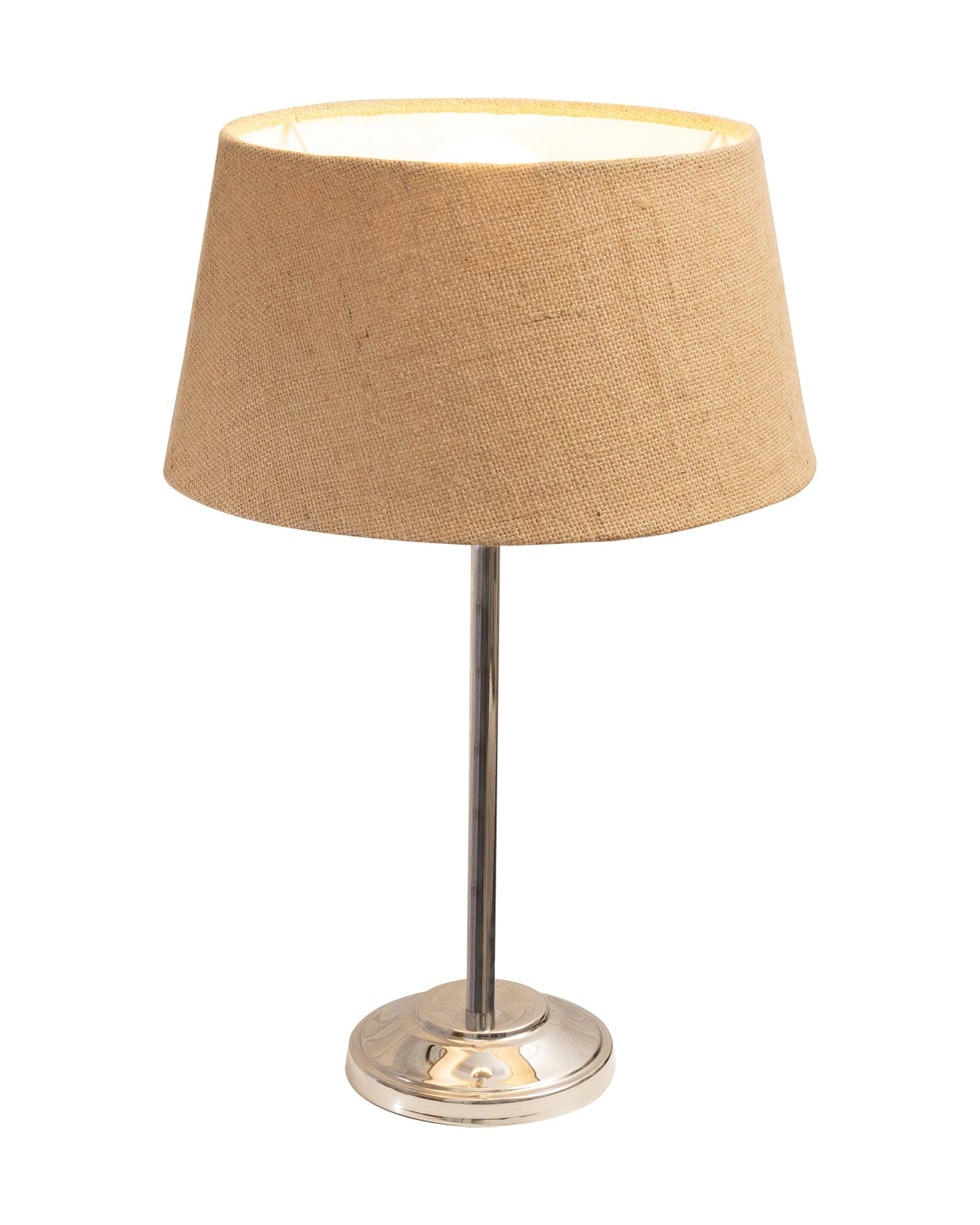 Gray Chrome 13" Basic Table Lamp with Fabric Shade, Bedside Light