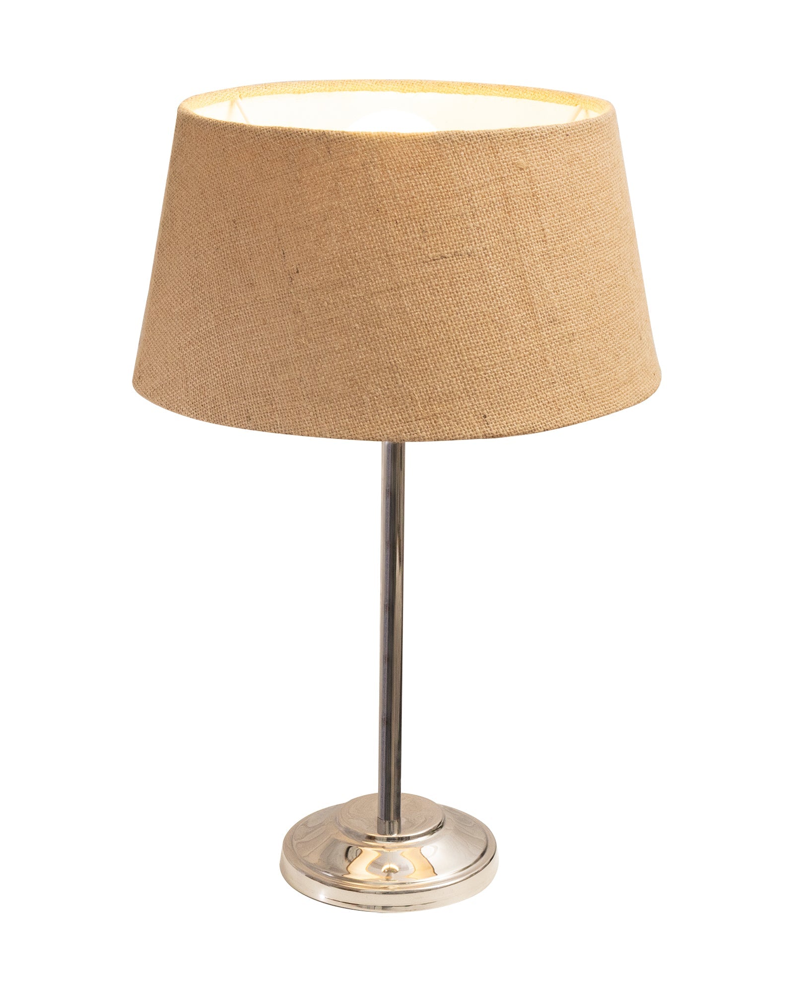 Gray Chrome 13" Basic Table Lamp with Fabric Shade, Bedside Light