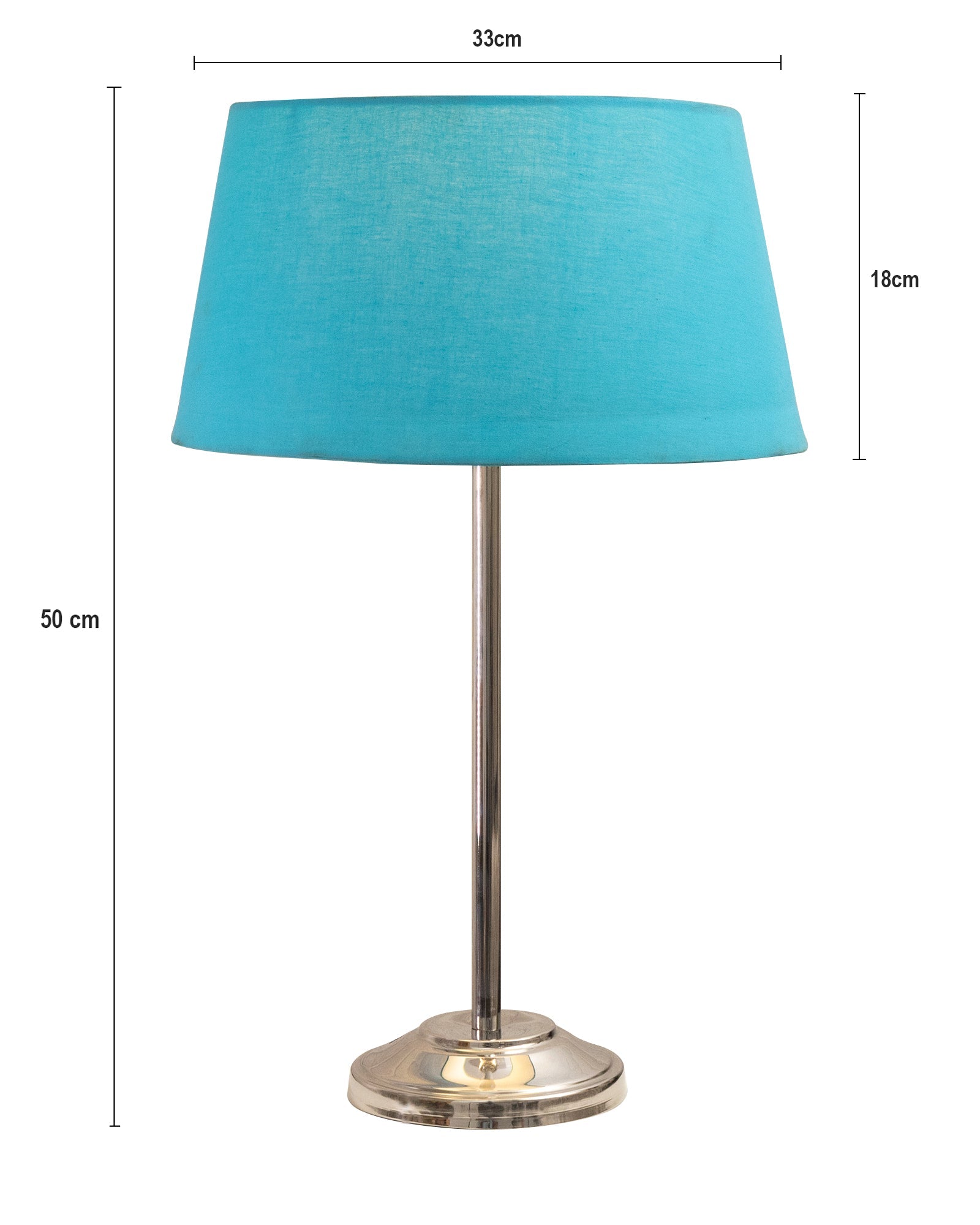 Gray Chrome 13" Basic Table Lamp with Fabric Shade, Bedside Light