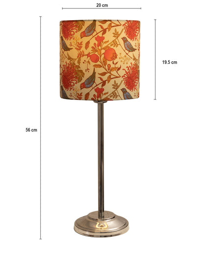 Gray Chrome 13" Basic Table Lamp with Fabric Shade, Bedside Light