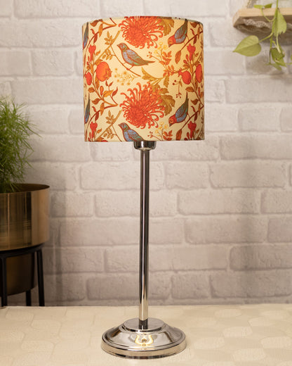 Gray Chrome 13" Basic Table Lamp with Fabric Shade, Bedside Light