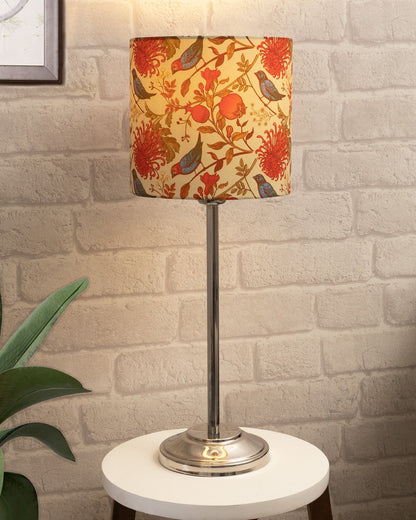 Gray Chrome 13" Basic Table Lamp with Fabric Shade, Bedside Light