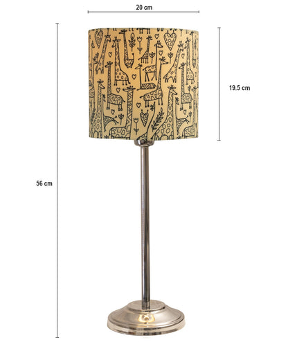 Gray Chrome 13" Basic Table Lamp with Fabric Shade, Bedside Light