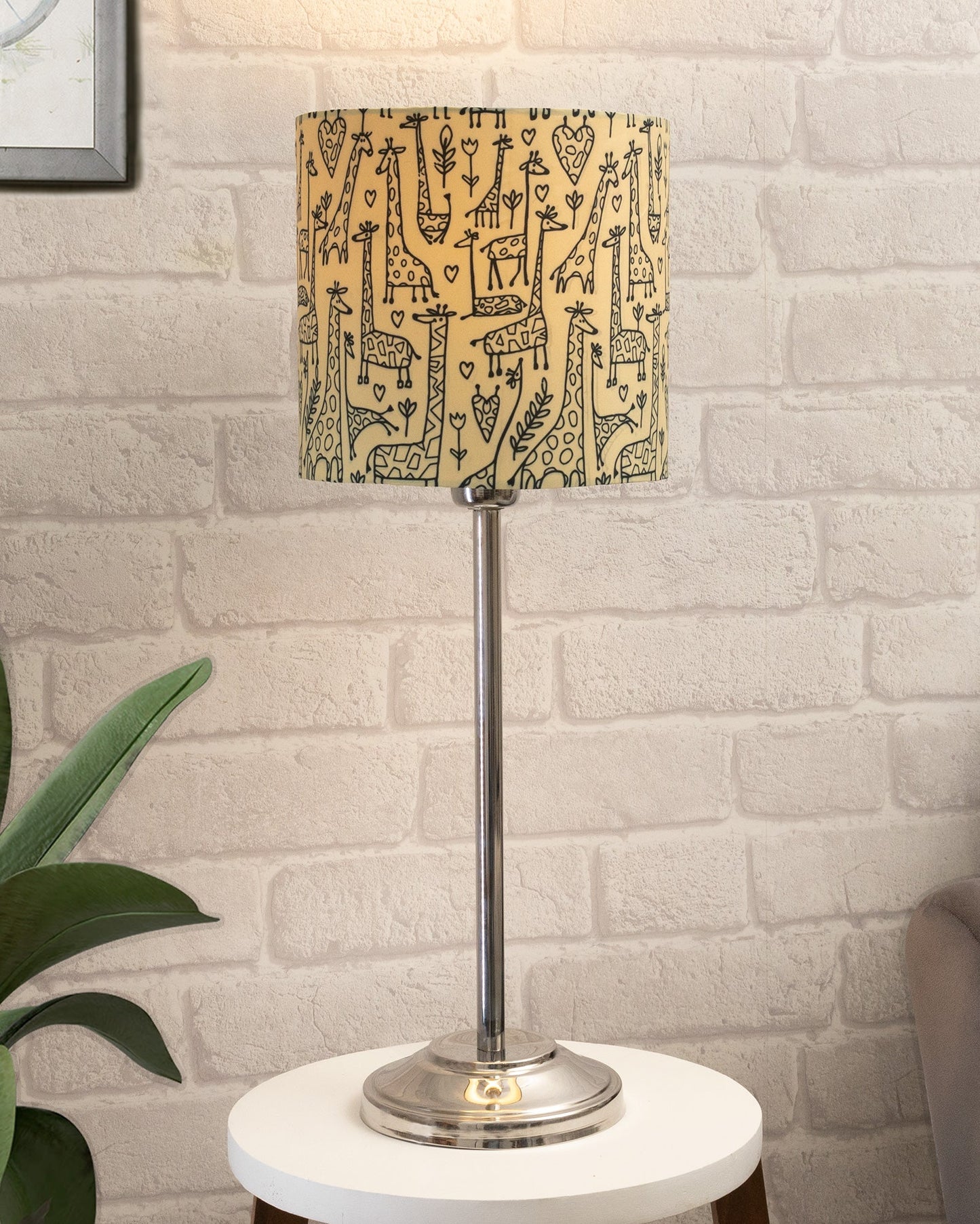 Gray Chrome 13" Basic Table Lamp with Fabric Shade, Bedside Light