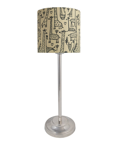 Gray Chrome 13" Basic Table Lamp with Fabric Shade, Bedside Light
