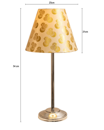 Gray Chrome 13" Basic Table Lamp with Fabric Shade, Bedside Light