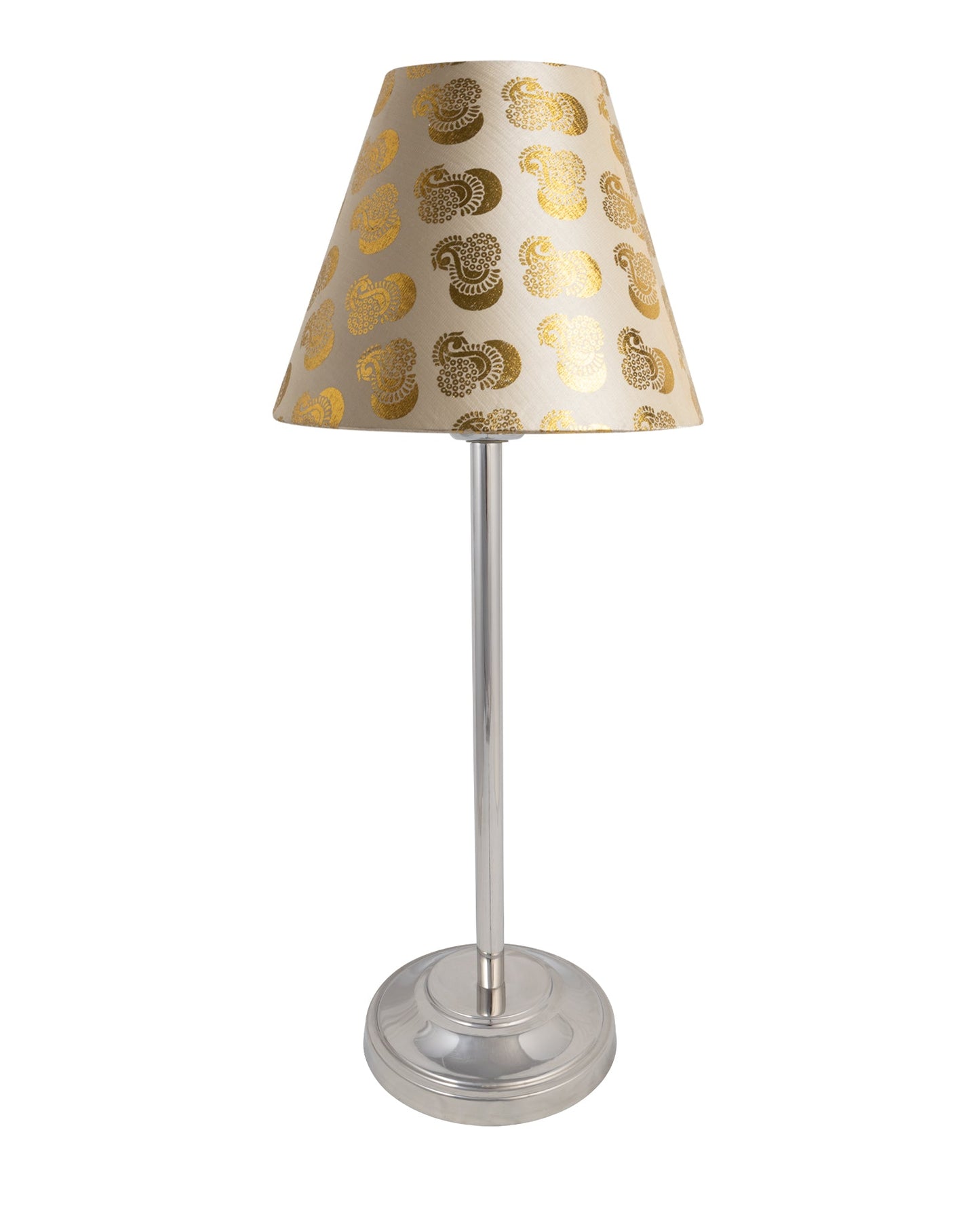 Gray Chrome 13" Basic Table Lamp with Fabric Shade, Bedside Light