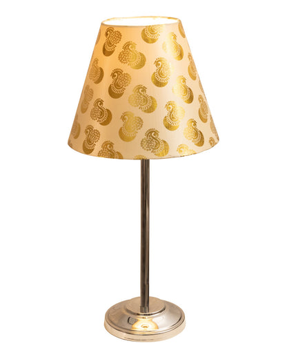 Gray Chrome 13" Basic Table Lamp with Fabric Shade, Bedside Light