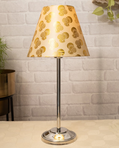 Gray Chrome 13" Basic Table Lamp with Fabric Shade, Bedside Light