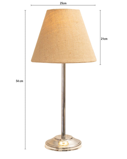 Gray Chrome 13" Basic Table Lamp with Fabric Shade, Bedside Light