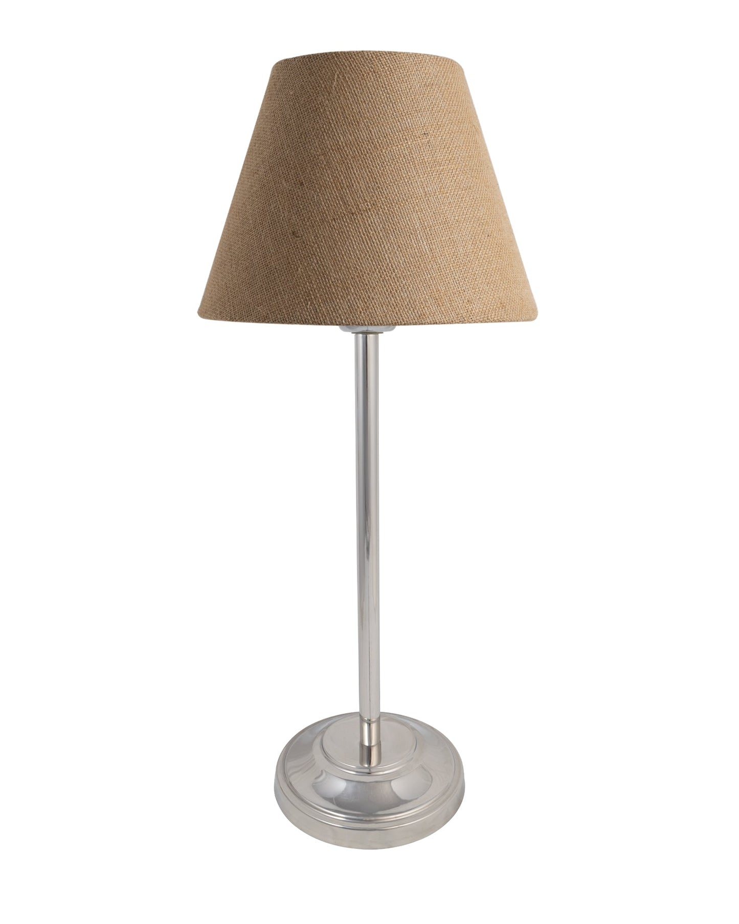 Gray Chrome 13" Basic Table Lamp with Fabric Shade, Bedside Light