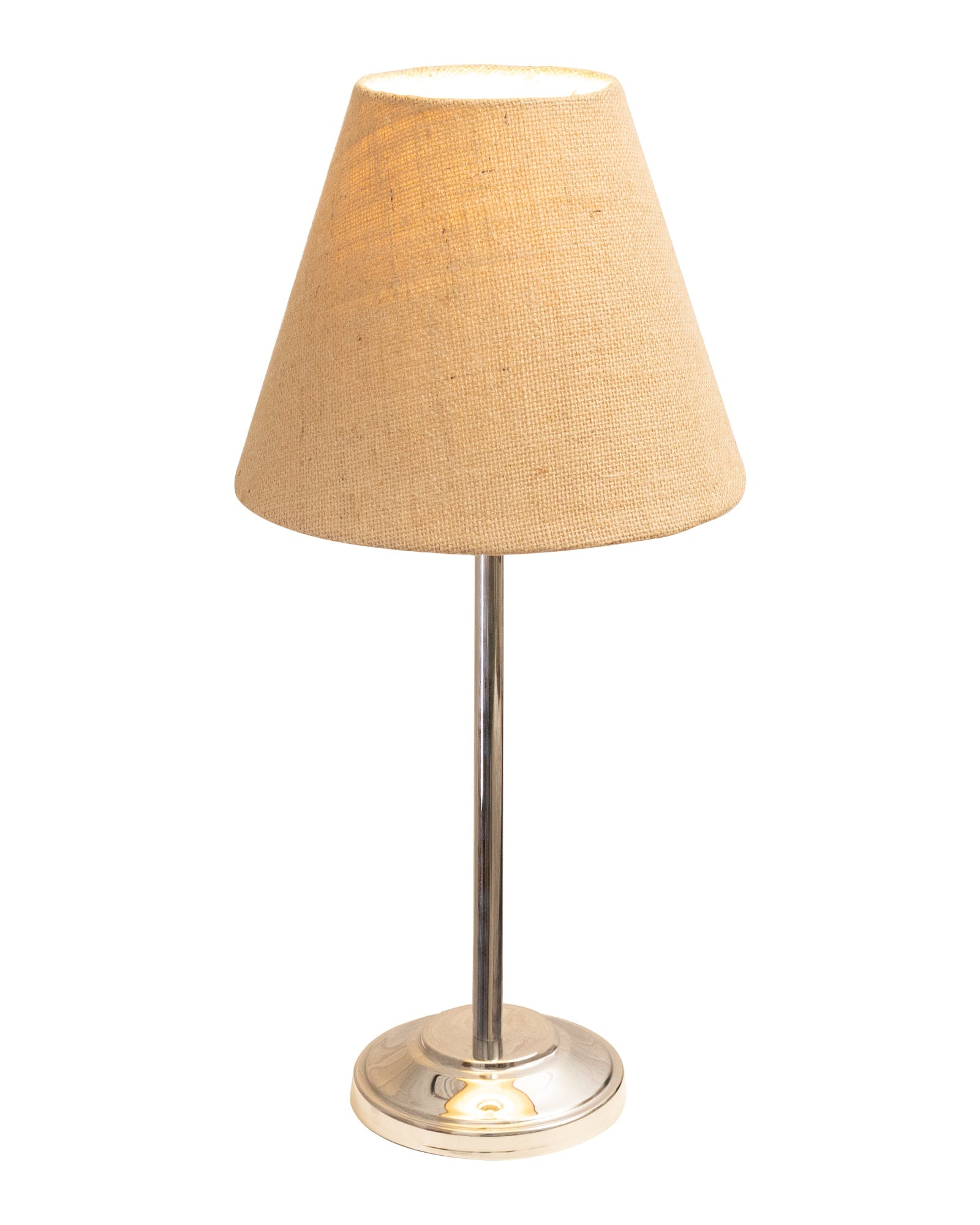 Gray Chrome 13" Basic Table Lamp with Fabric Shade, Bedside Light