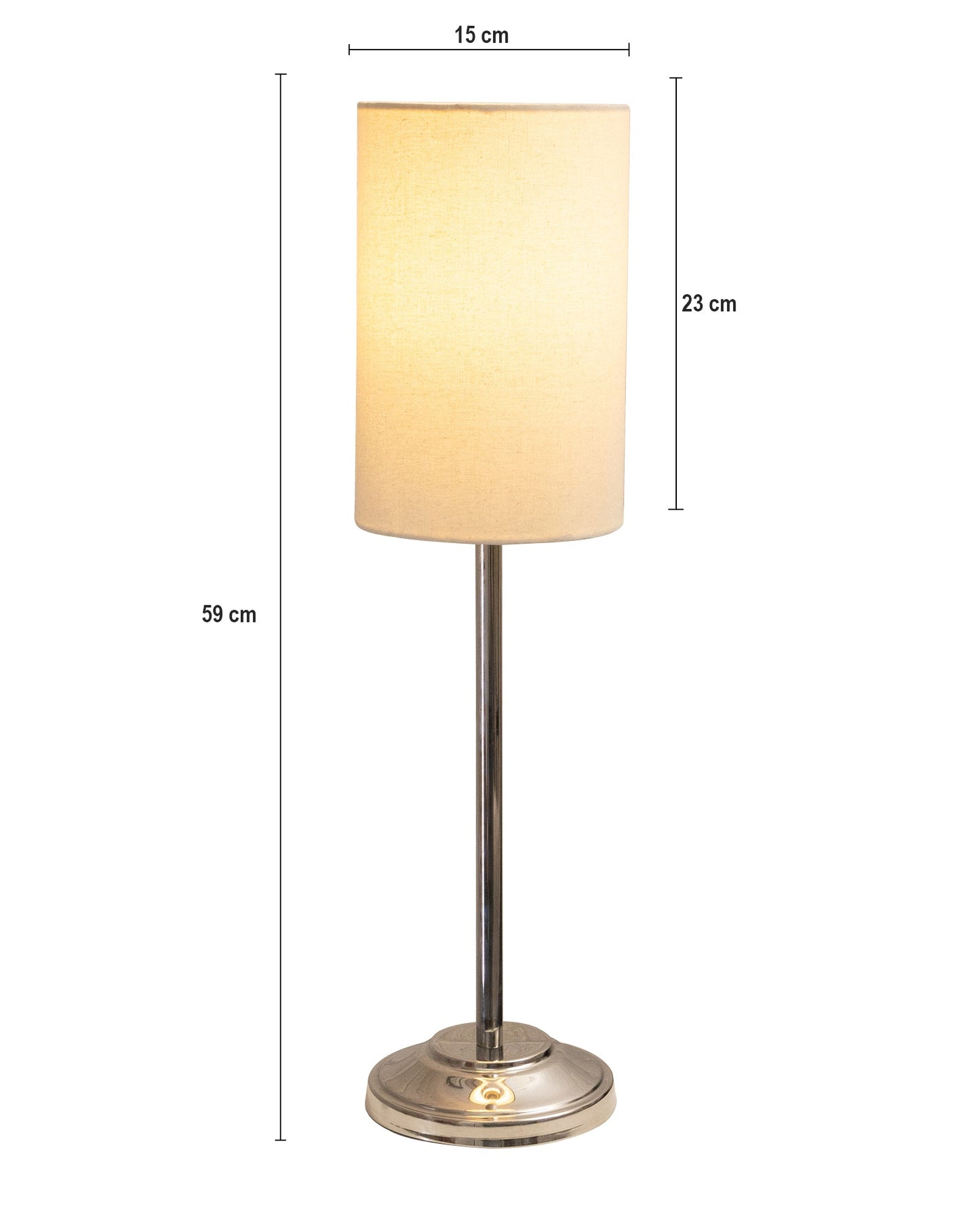 Gray Chrome 13" Basic Table Lamp with Fabric Shade, Bedside Light