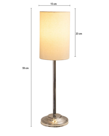 Gray Chrome 13" Basic Table Lamp with Fabric Shade, Bedside Light