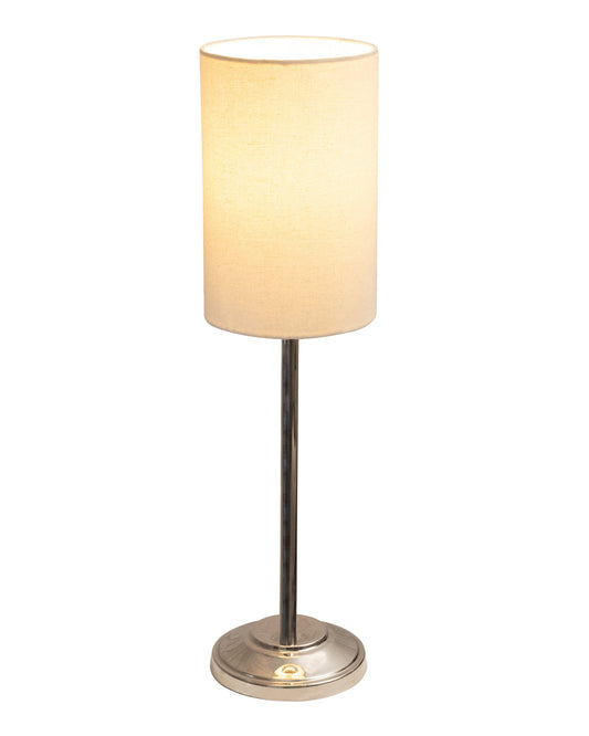 Gray Chrome 13" Basic Table Lamp with Fabric Shade, Bedside Light
